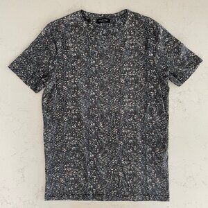 Selected Homme SLHALEX Small Flowers SS Crew Nk T Shirt Blue Wht Brown Sz M NWOT